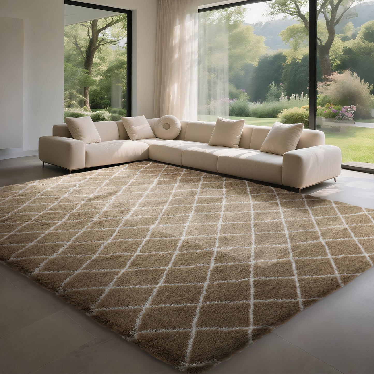 CozyDesg Shag Area Rugs,4'x6' Soft Fluffy Shaggy Carpet for Living Room,Large Rug for Bedroom Dining Room Home Decor Room Decor,Black & White