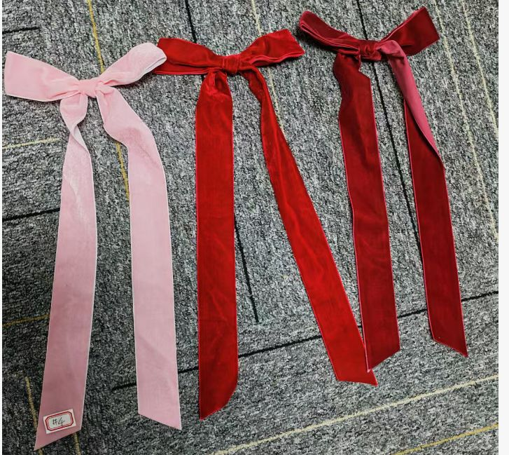 Yexmas Christmas Decorative Velvet Bows, 12pcs Bows with 15 Gold Thread Ties, 37CM Length, 15CM Width, Wine Red Holiday Tree Decorations
