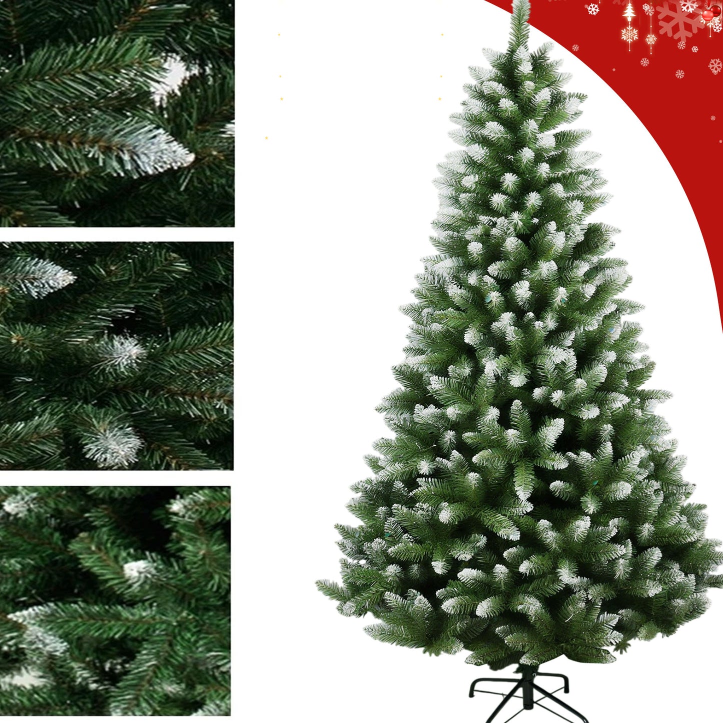 Yexmas 6ft Pre-Lit Green Christmas Tree, 11 Modes Colored LED Lights, Artificial Xmas Tree with Large Storage Bag