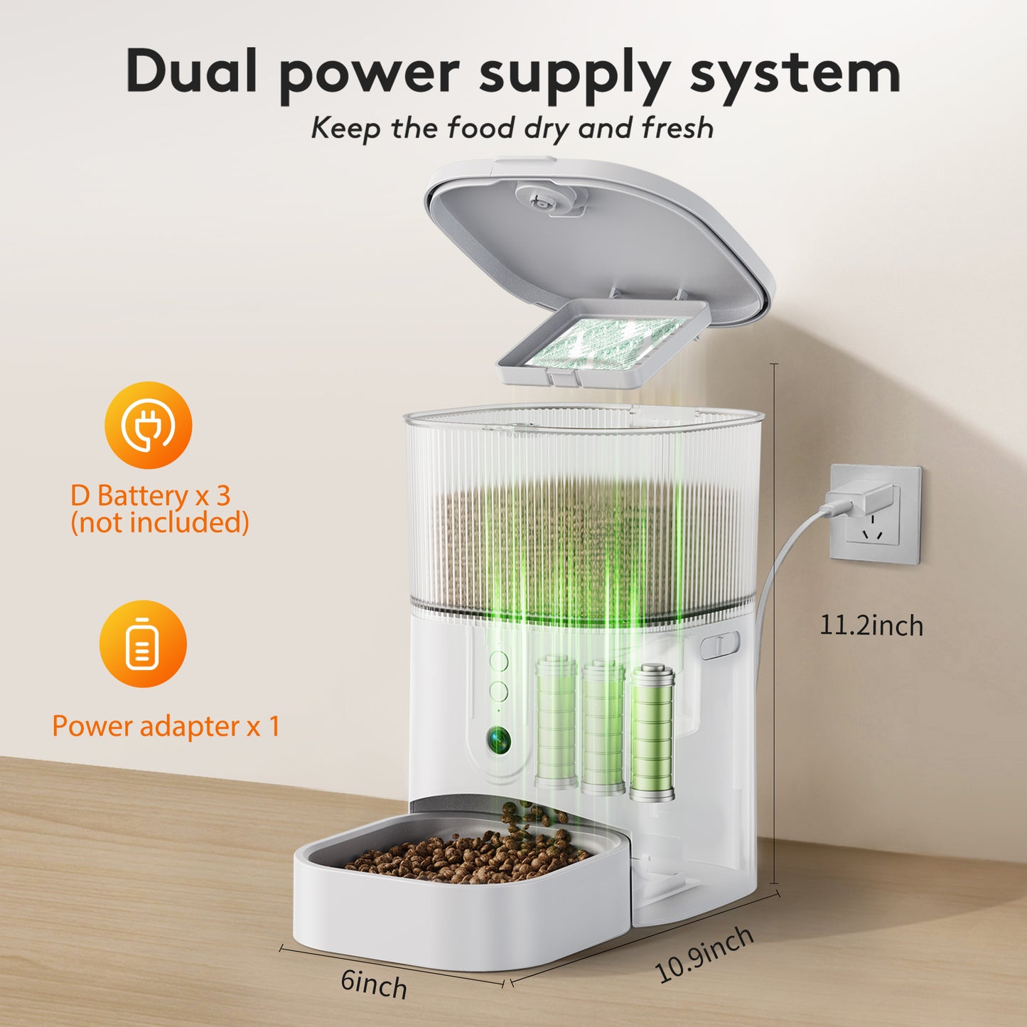 Zoolike Automatic Cat Feeder with Camera,1080P HD Video with Night Vision, 2.4G WiFi Smart Food Dispenser with APP Control for Cat&Dog,3L