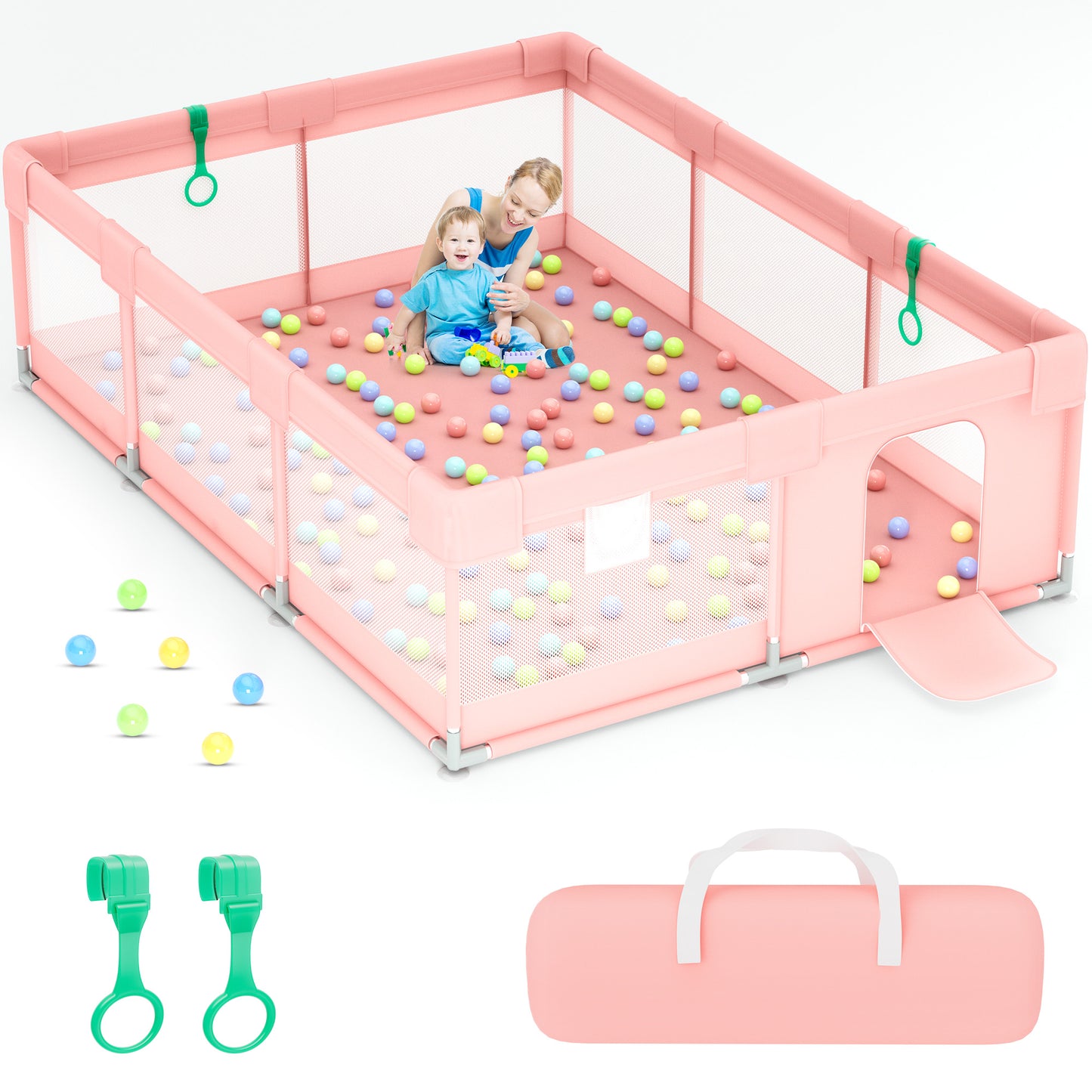 babyeap Baby Playpen,50x50 Inch Baby Playards for Babies and Toddlers,Fence Baby Play Yards for Indoor & Outdoor with Breathable Mesh,Dark Gray
