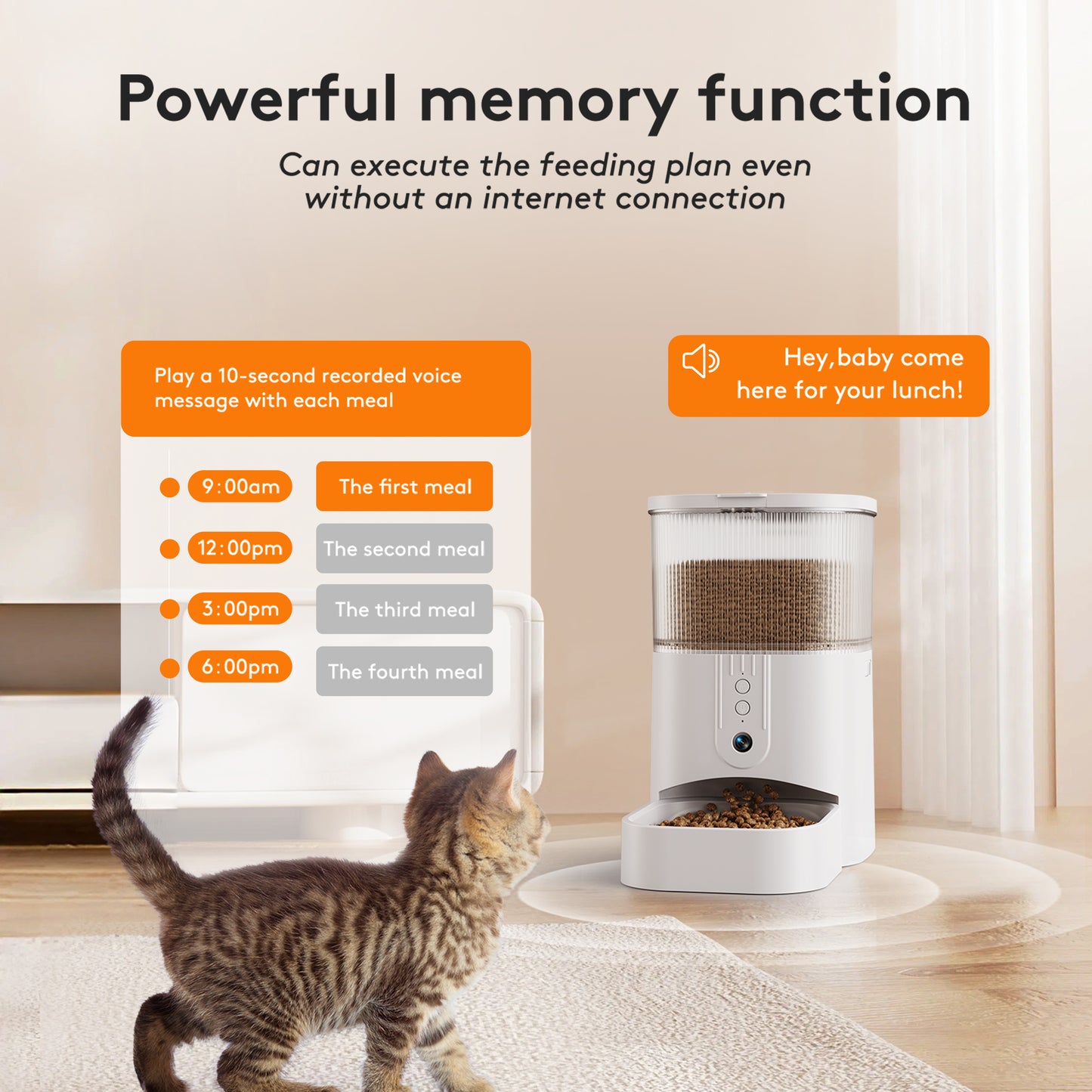 Zoolike Automatic Cat Feeder with Camera,1080P HD Video with Night Vision, 2.4G WiFi Smart Food Dispenser with APP Control for Cat&Dog,3L