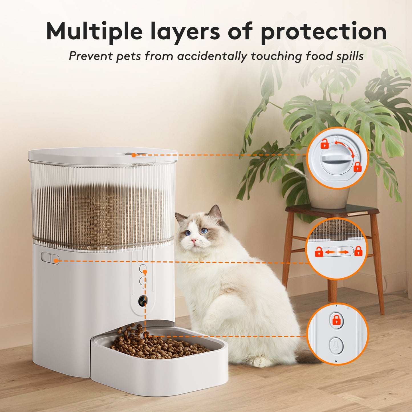 Zoolike Automatic Cat Feeder with Camera,1080P HD Video with Night Vision, 2.4G WiFi Smart Food Dispenser with APP Control for Cat&Dog,3L