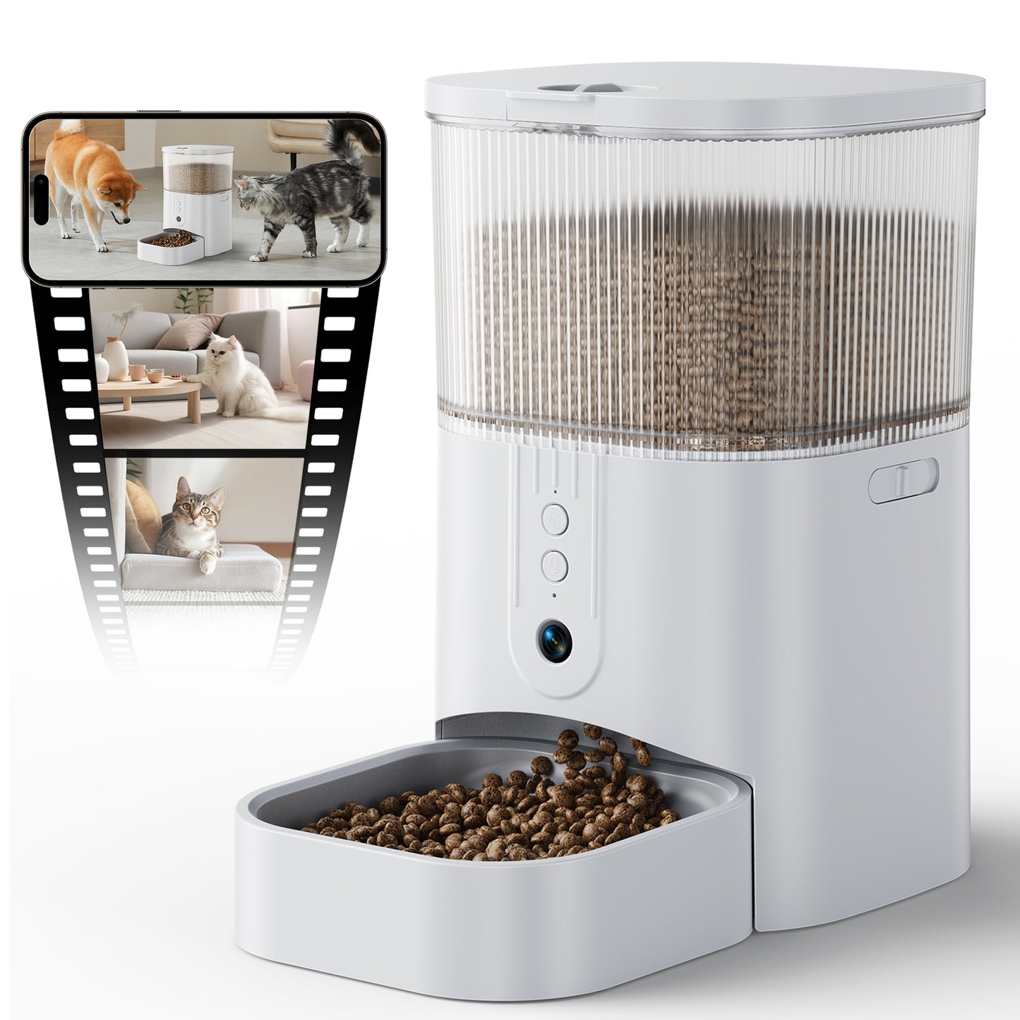 Zoolike Automatic Cat Feeder with Camera,1080P HD Video with Night Vision, 2.4G WiFi Smart Food Dispenser with APP Control for Cat&Dog,3L