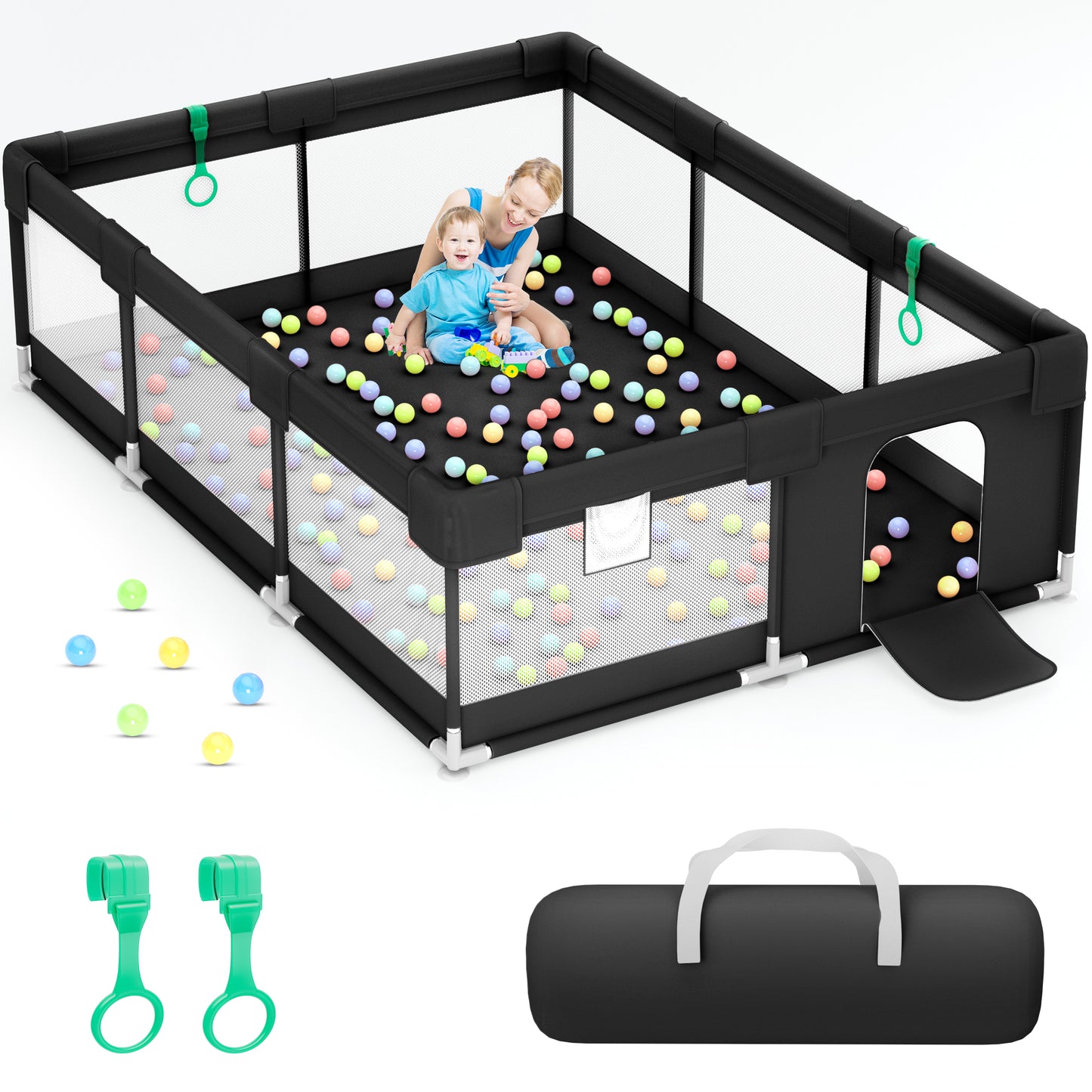 babyeap Baby Playpen,50x50 Inch Baby Playards for Babies and Toddlers,Fence Baby Play Yards for Indoor & Outdoor with Breathable Mesh,Dark Gray