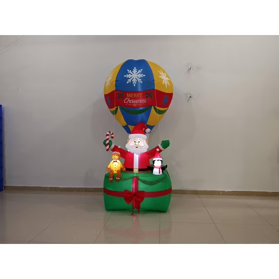 Yexmas Christmas Yard Inflatables,Hot Air Balloon with Santa Claus Inflatable with LED Lights,Christmas Blow Up Yard Decorations for Garden Outdoor Holiday