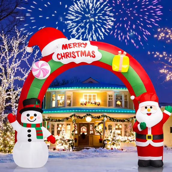 Yexmas Christmas Inflatable,Arch Archway with Merry Christmas Decoration,Blow Up LED Lighted for Xmas Lawn Yard Garden Home Indoor Outdoor