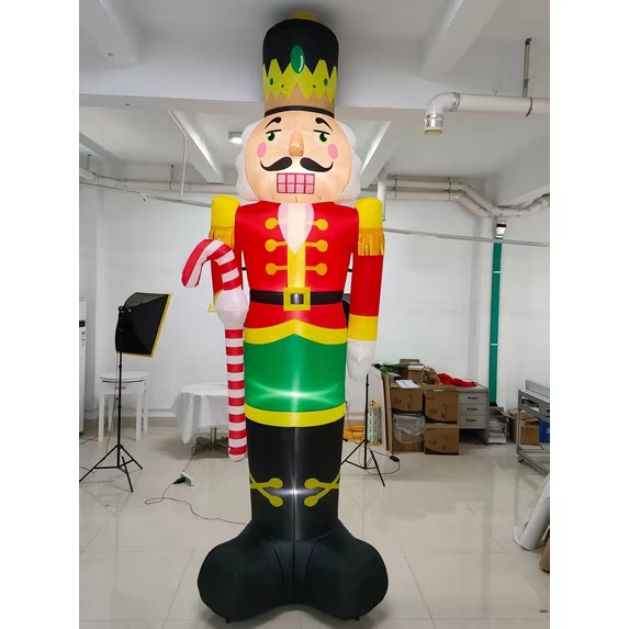 Yexmas 12FT Giant Inflatable Nutcracker Soldier with Candy Cane – LED Lights, Holiday Christmas Yard & Outdoor Decoration for Indoor/Outdoor Display