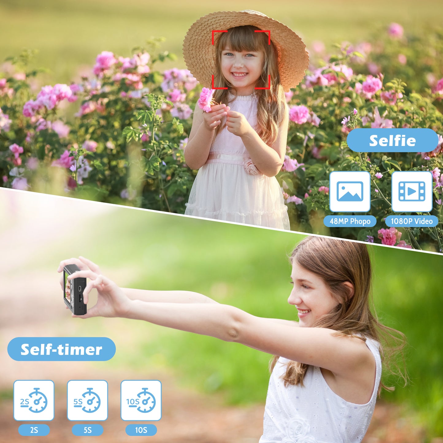 Lookfly Digital Camera,FHD 1080P Point and Shoot Kids Camera,Camera for Photography with 32GB Card ,18X Zoom Anti Shake,48MP,Compact Small Digital Camera for Boys Girls Kids,Black