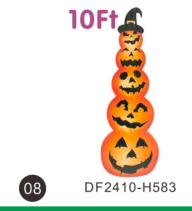 Yexmas 10ft Halloween Inflatables Outdoor Decorations, Blow Up Yard Decorations Inflatable Pumpkins with Witch Hat with Build-in LEDs for Yard Halloween Decor