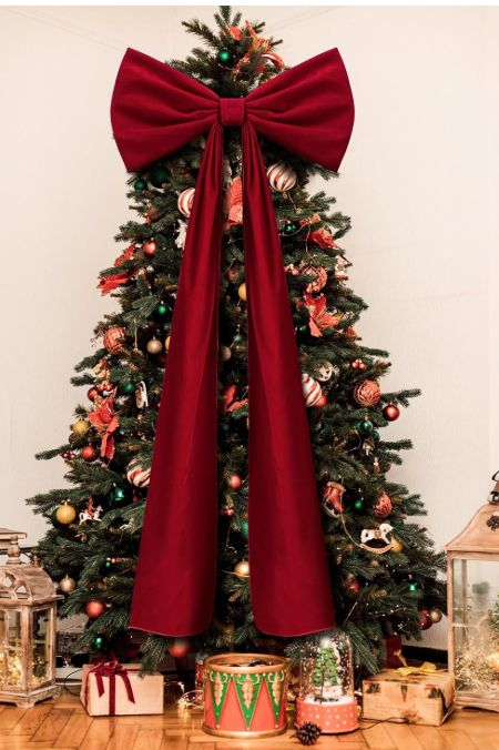 Yexmas Large Christmas Bow, 20" x 72" (50CM x 182CM), Wine Red Holiday Tree Decoration