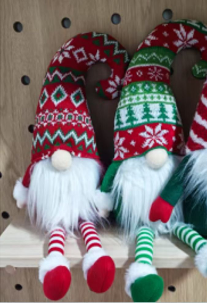 Yexmas 2PCS Red and Green Garden Gnome Christmas Figurines, 30CM Height Holiday Decorations