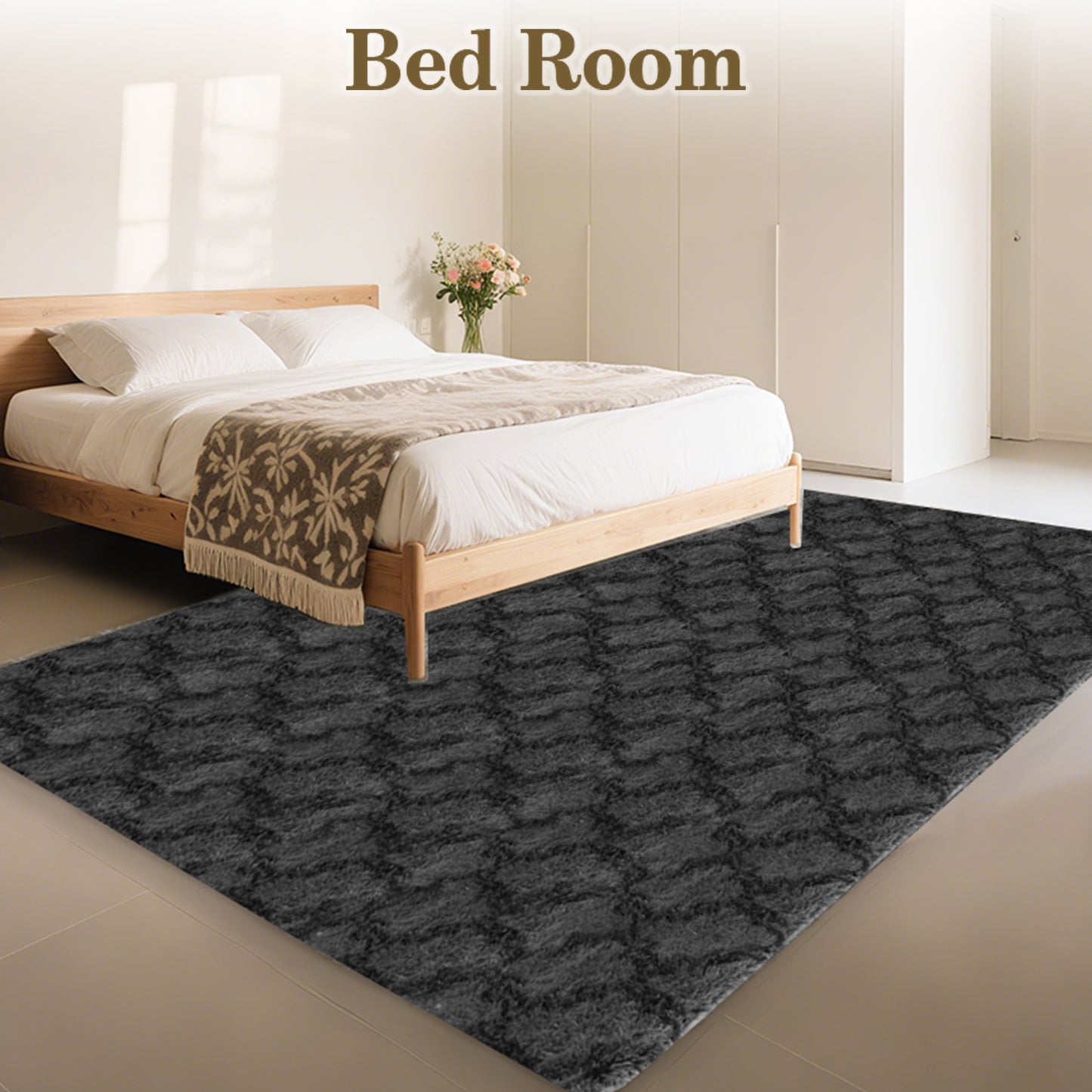 CozyDesg Area Rugs for Living Room,Black Rugs Shag Fluffy Shaggy Bedside Carpet, Large rug for Living Room Bedroom Dining Room Office Home Decor