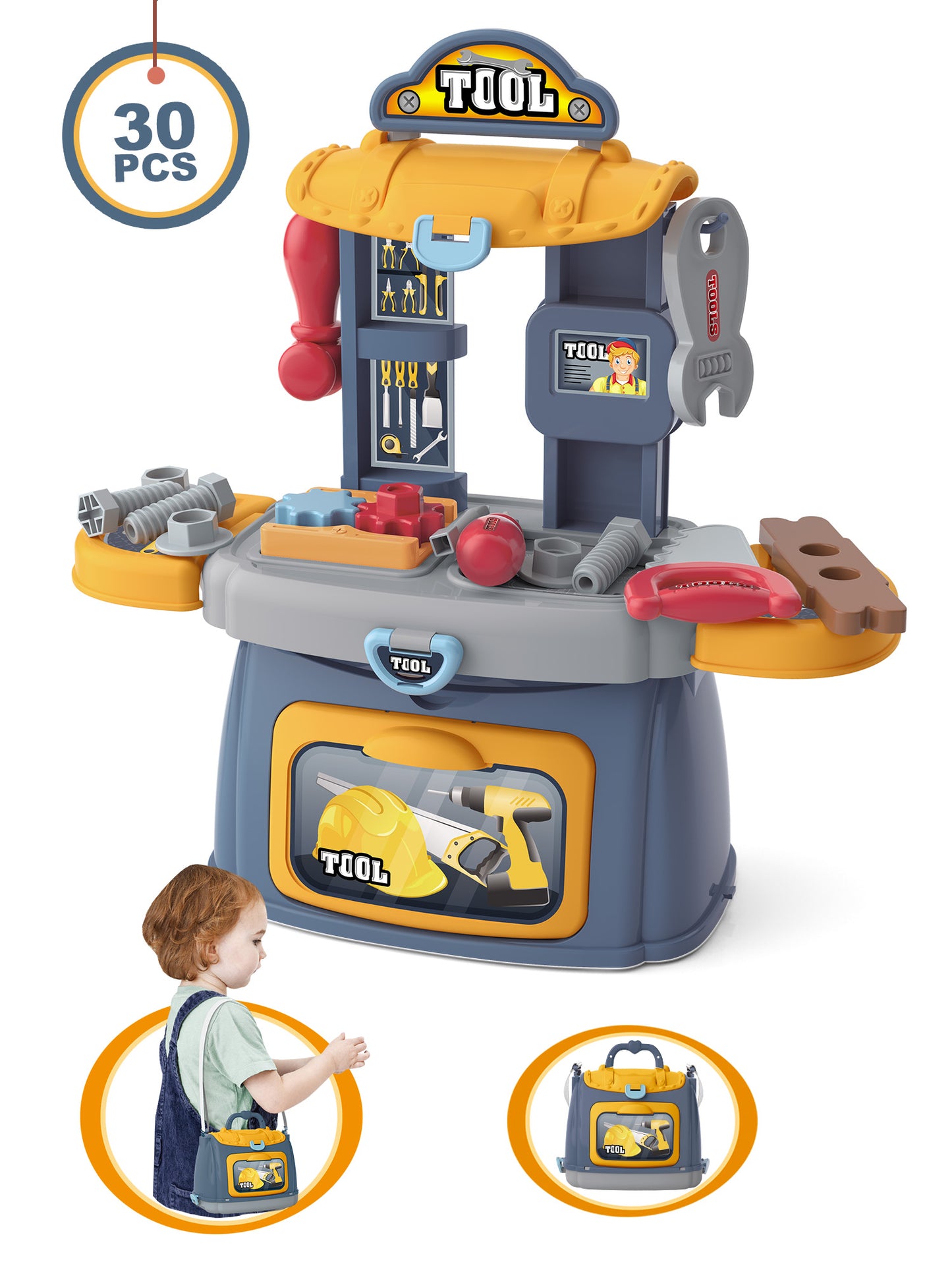 Yexmas Kids Cash Register Pretend Play Food Supermarket Cashier Toy Cash Register Playset Gifts for Kids Boys Girls Ages 3