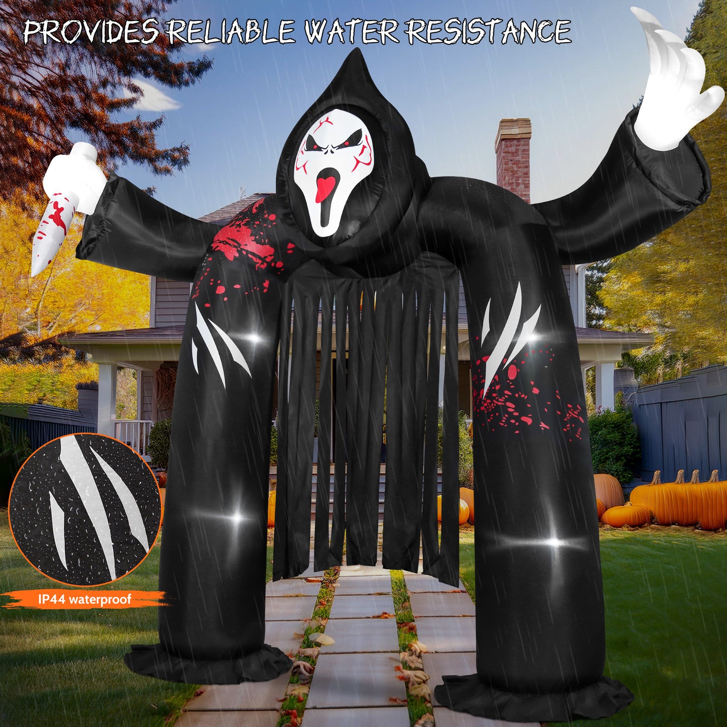 Yexmas 10FT Halloween Inflatable Archway Outdoor Decoration,Ghost Castle Inflatable Archway Blow Up with Spooky Face Scary and Build-in LED, Large Halloween Decor for Party Yard Garden Lawn