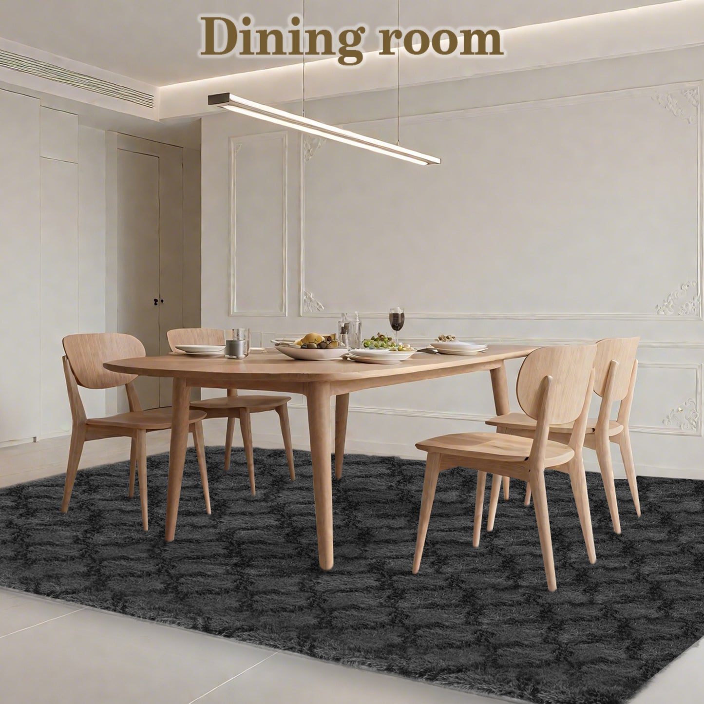 CozyDesg Area Rugs for Living Room,Black Rugs Shag Fluffy Shaggy Bedside Carpet, Large rug for Living Room Bedroom Dining Room Office Home Decor