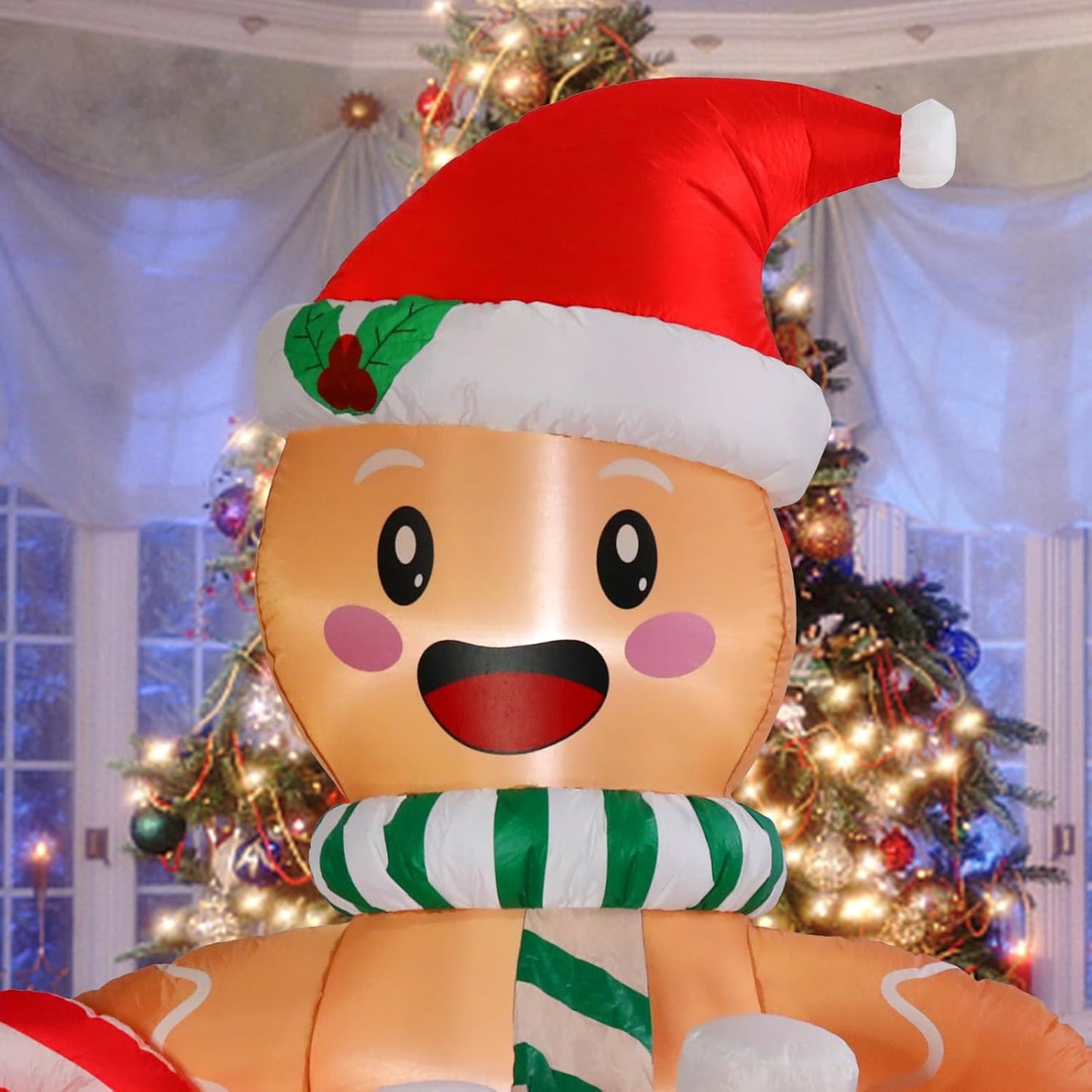 Yexmas 6 FT Christmas Inflatables Gingerbread Man With Candy, Blow Up Outdoor Decorations with LED Lights Built-in for Holiday Party Xmas Yard Garden
