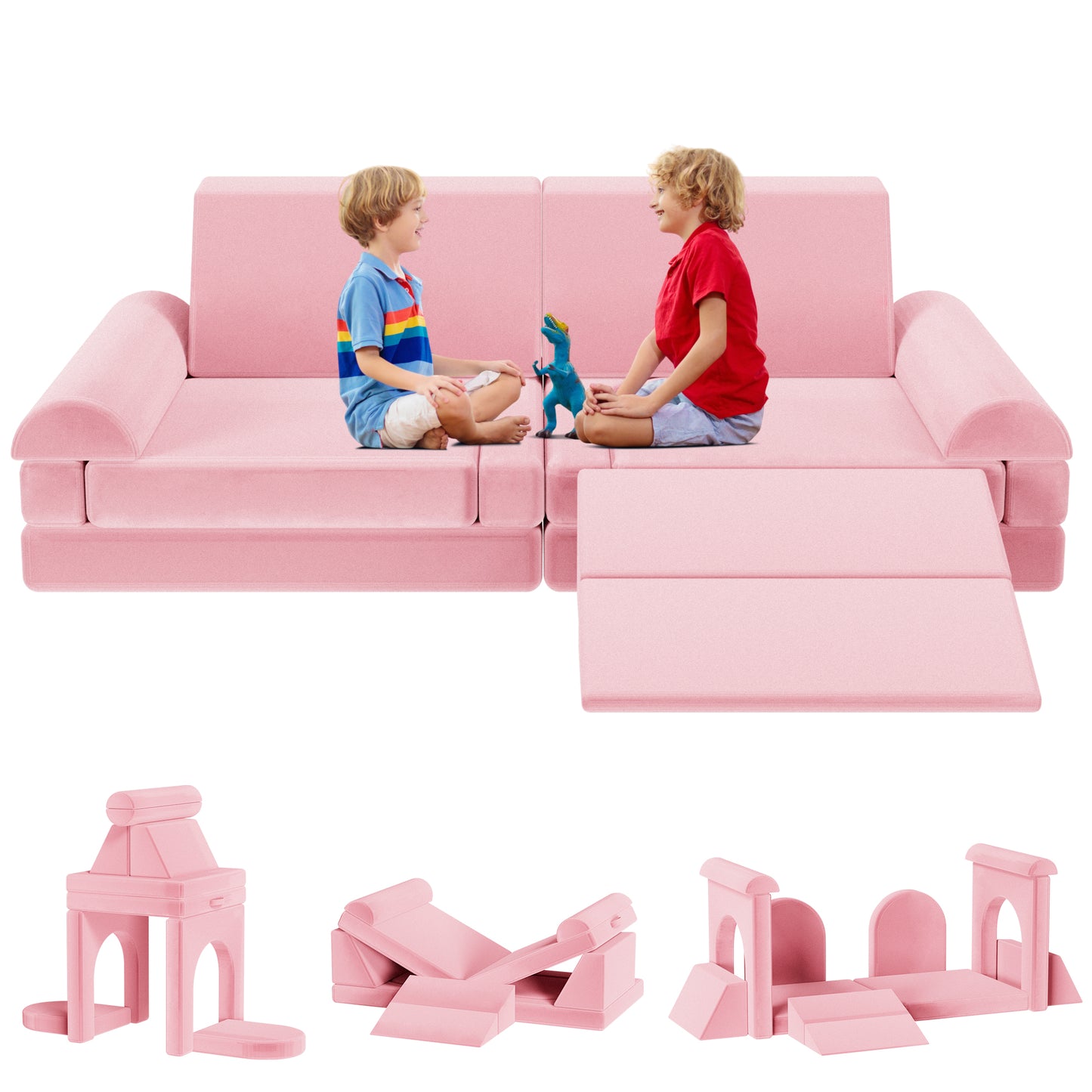LOOKFLY Kids Couch Sofa,11PCS Modular Sectional Sofa,Convertible Customizable Kids Play Couch,Floor Sofa Toddler Couch for Playroom Bedroom,Gift for Kids,Gray