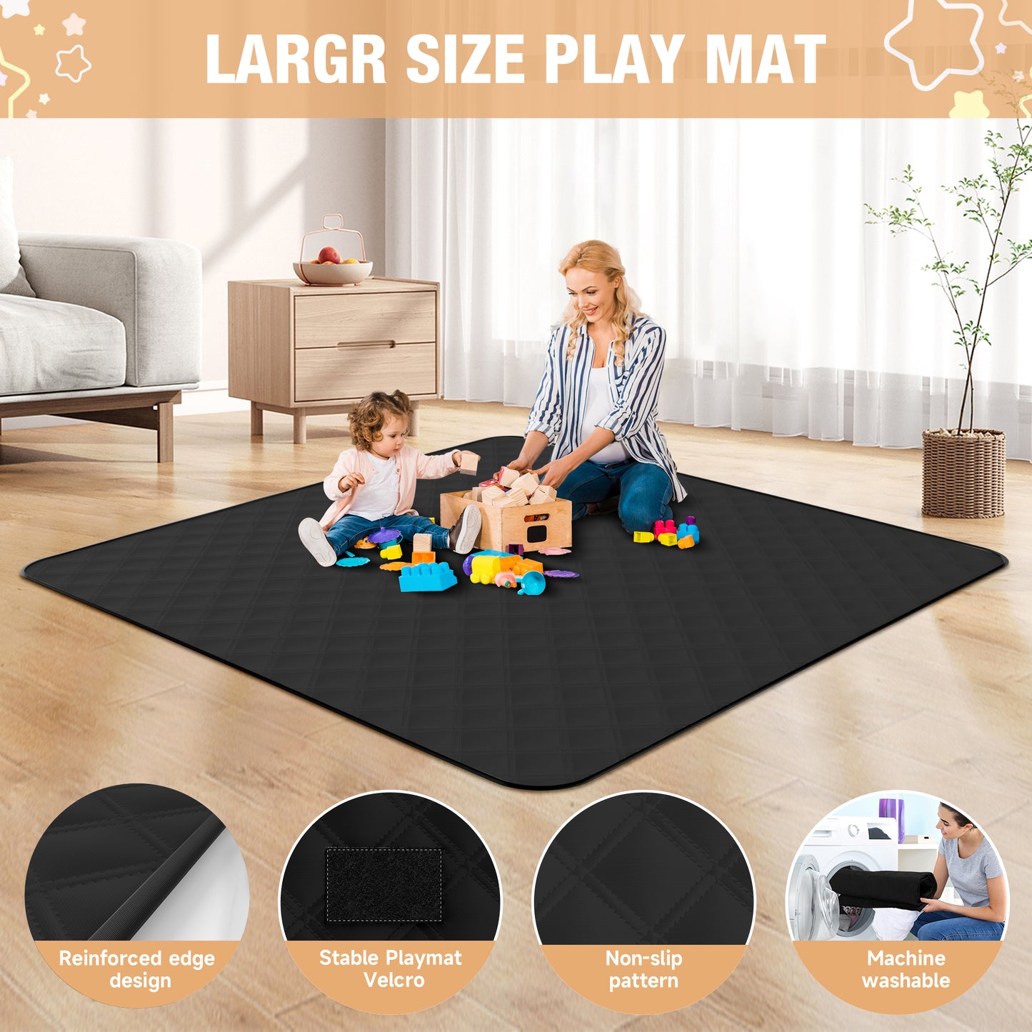 Babyeap Baby Playpen Large Play Yard Fence With Mat for Toddlers, 50"x50"