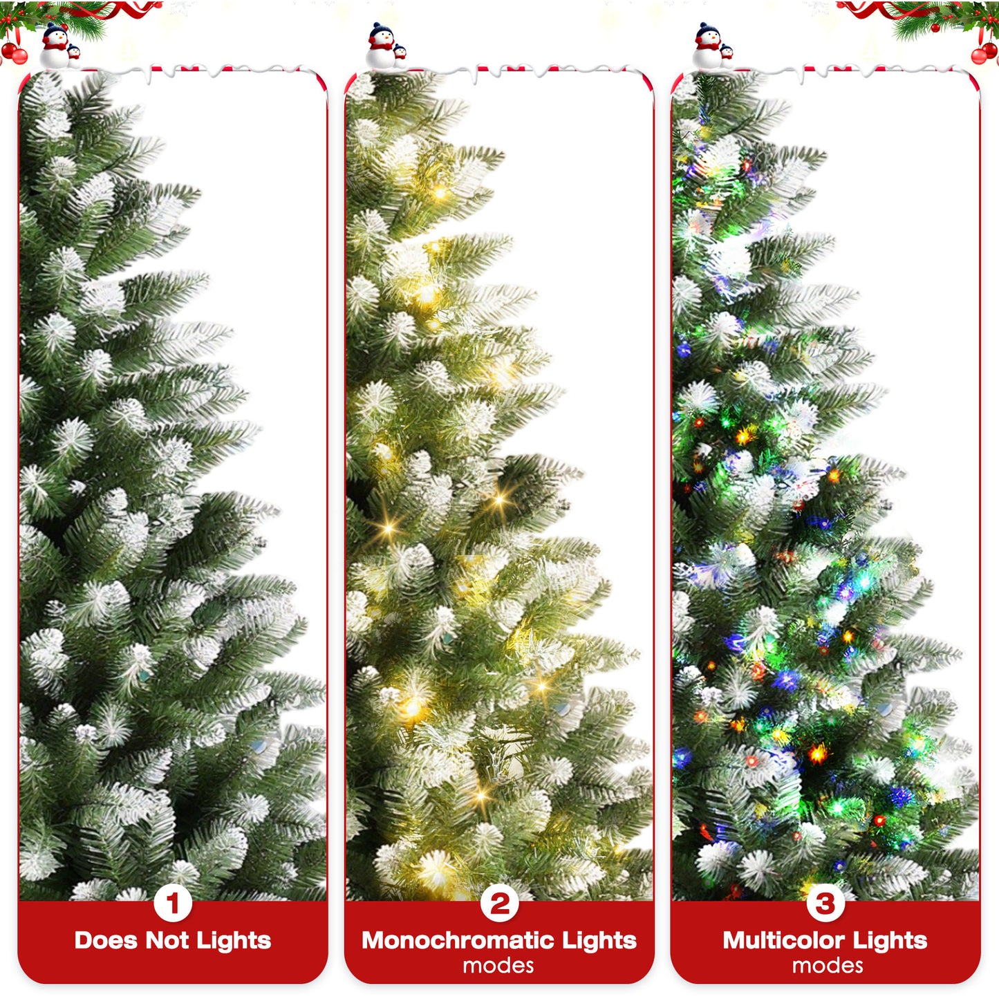 Yexmas 6ft Pre-Lit Green Christmas Tree, 11 Modes Colored LED Lights, Artificial Xmas Tree with Large Storage Bag
