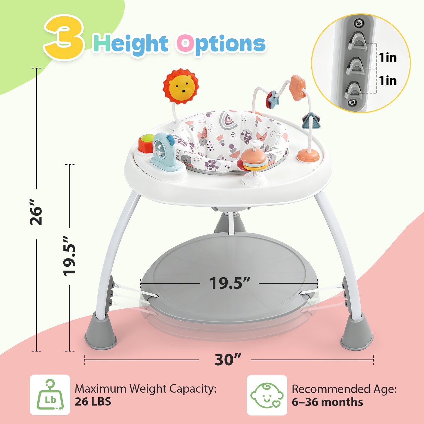 Babyeap 5-in-1 Baby Activity Center,Baby Jumper with 360° Rotating Seat and Music Toy,6 Months +