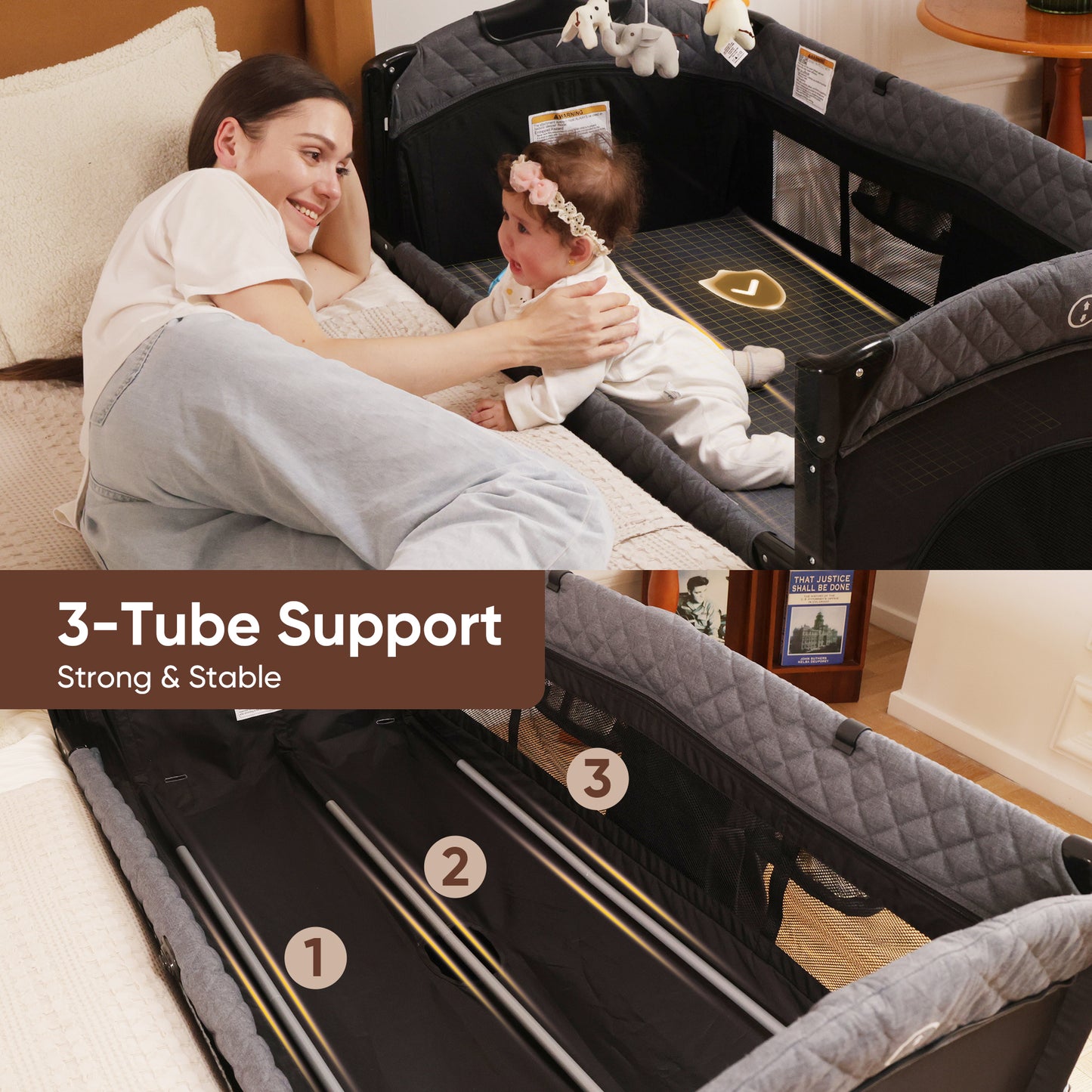 Babyeap 5 in 1 Baby Bassinet,Baby Sleeping Bed,Baby Changing Table,Baby Playpen,Standalone Baby Crib,Baby Bedside Bassinet for Newborn Baby