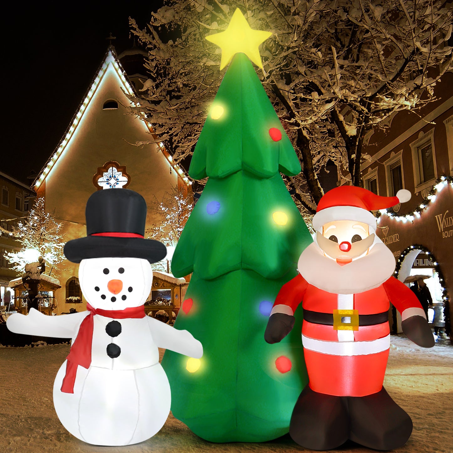 Lookfly 6FT Christmas Tree Inflatables Outdoor Decorations with Santa Claus & Snowman,Christmas Blow Up with LED Lights,Inflatable Christmas Yard Decorations