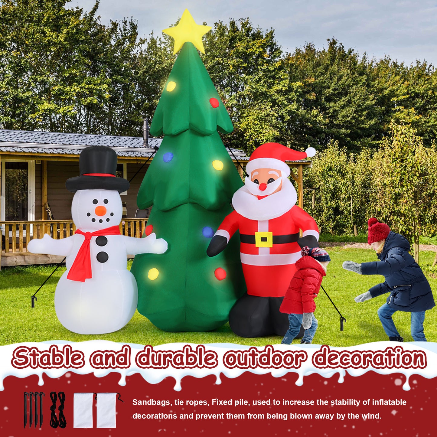 Lookfly 6FT Christmas Tree Inflatables Outdoor Decorations with Santa Claus & Snowman,Christmas Blow Up with LED Lights,Inflatable Christmas Yard Decorations