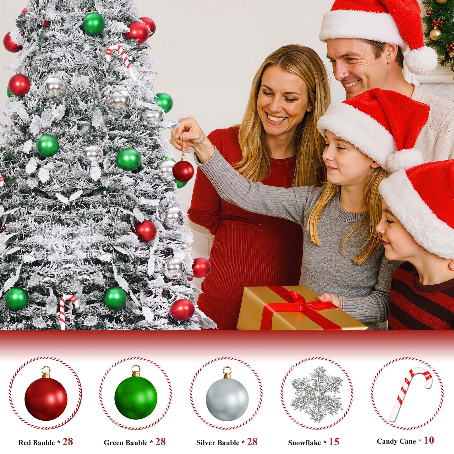 Lookfly 7.5FT Pop-Up Artificial Christmas Tree with 450LED Lights,White Prelit Christmas Tree with Foldable Base