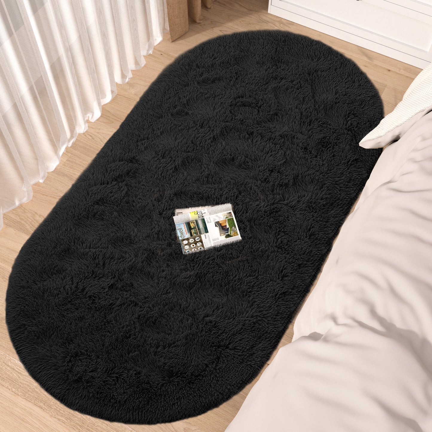 CozyDesg Oval Area Rugs,Ultra Soft Modern Throw Rugs for Bedroom,Small Area Rugs,2.6*5.3ft Shag Fluffy Carpet for Bedside Home Decor