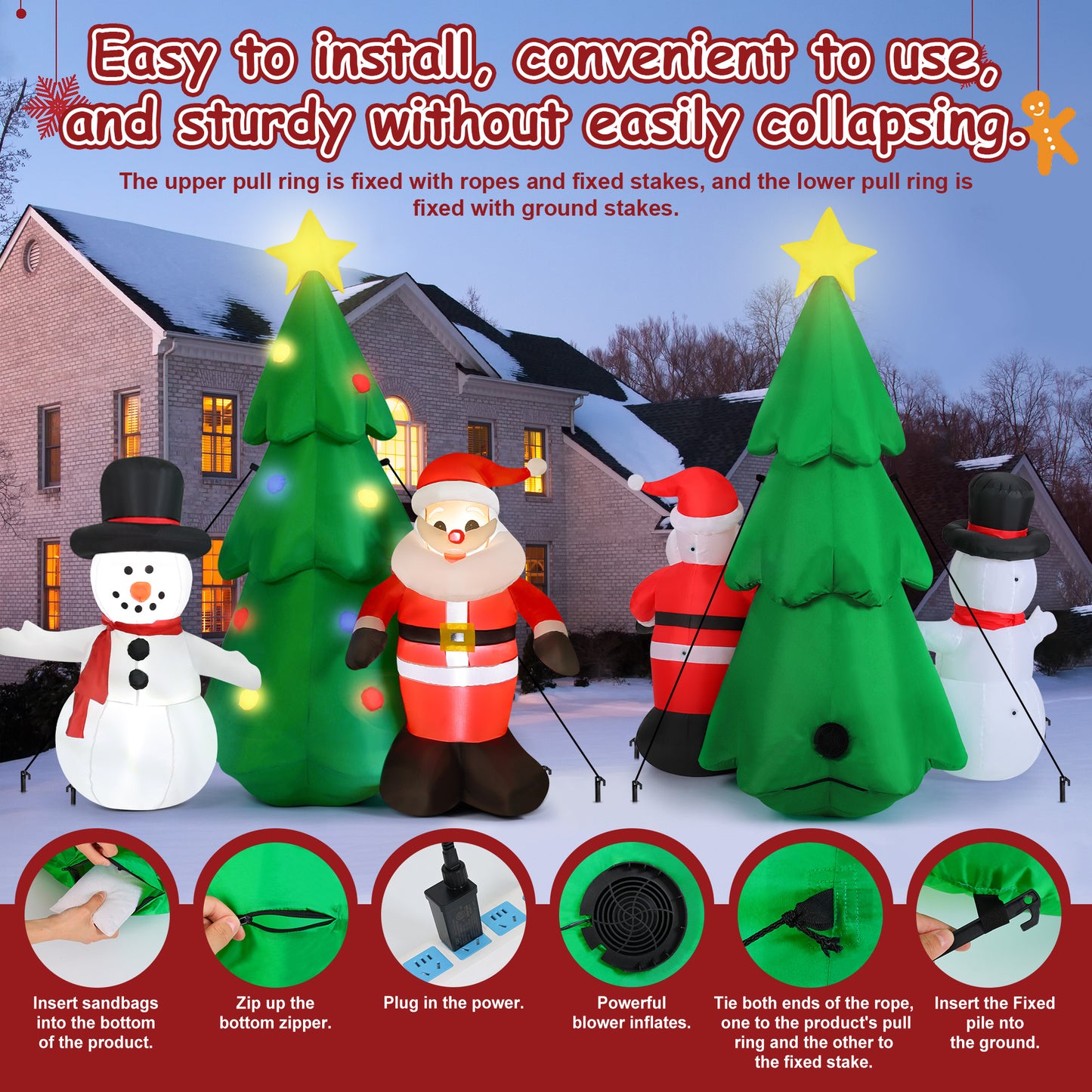 Lookfly 6FT Christmas Tree Inflatables Outdoor Decorations with Santa Claus & Snowman,Christmas Blow Up with LED Lights,Inflatable Christmas Yard Decorations