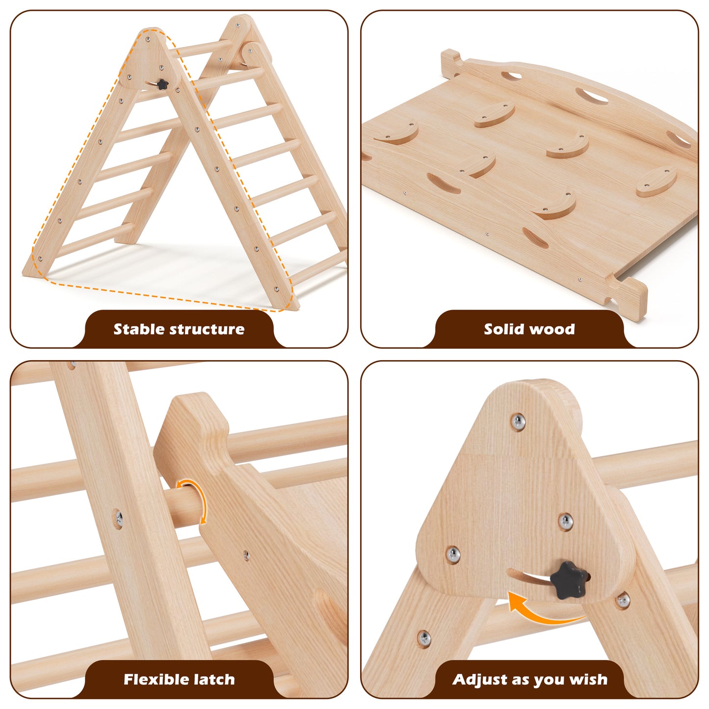 Lookfly 9 in1 Pikler Triangle Set Foldable Baby Climbing Toys for Toddlers 1-6 Inside with Ramp Seesaw,Toddler Climbing Toys Indoor Baby Gift