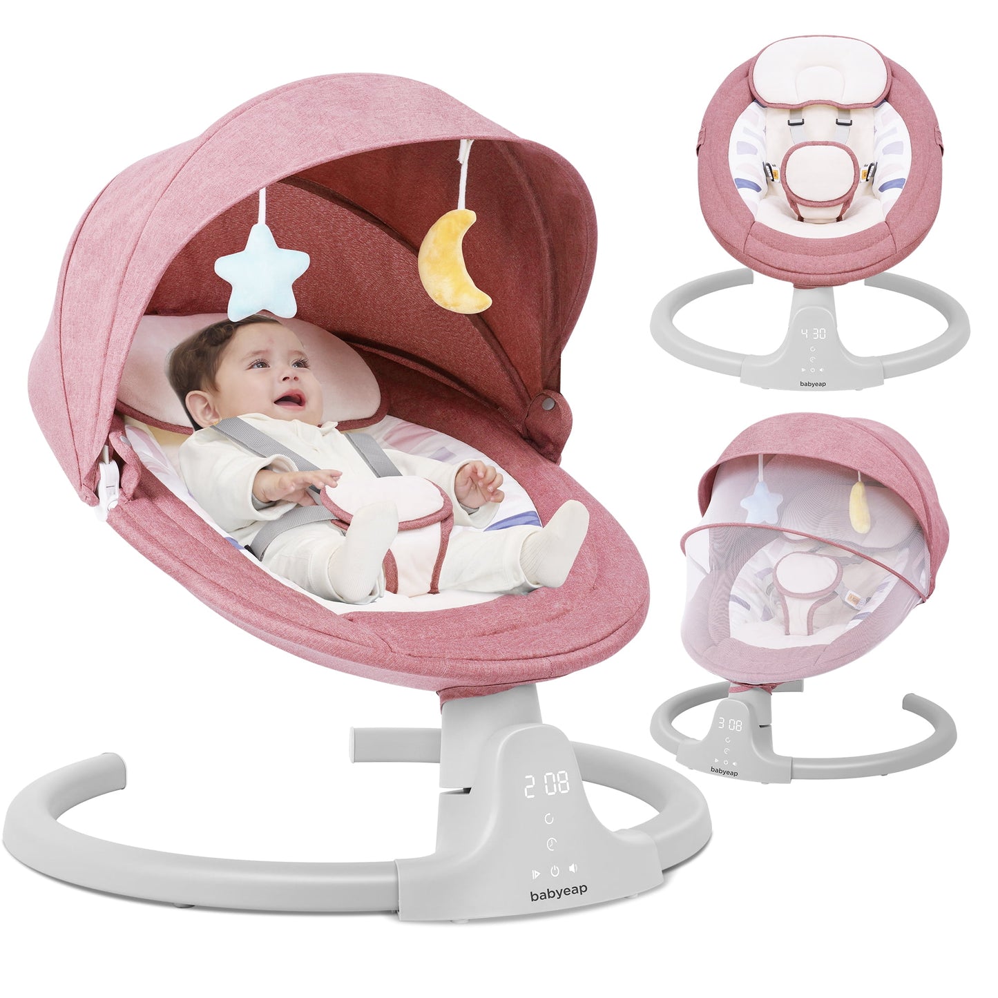 Babyeap Baby Swing for Infants - APP Remote Bluetooth Control, 5 Speed Settings, 10 Lullabies, USB Plug