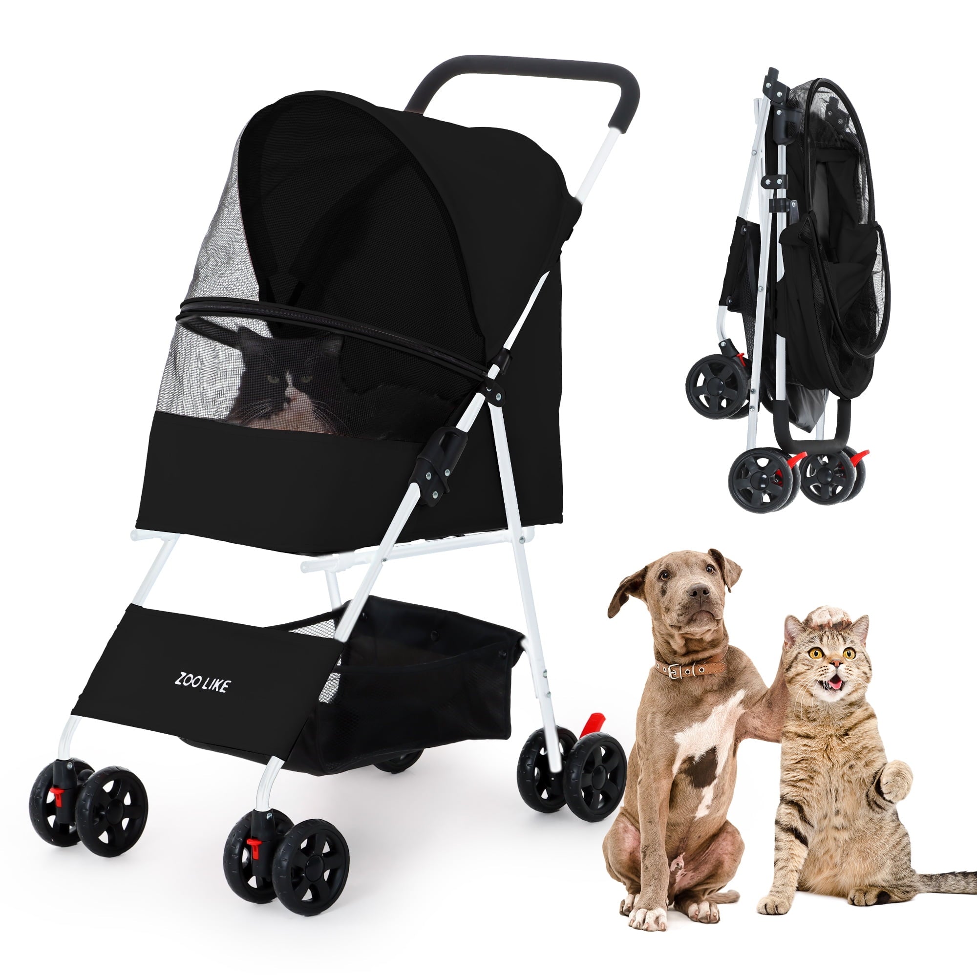 dog basket for stroller Zoolike Pet Stroller Cat Dog Cage Stroller Travel Folding Carrier,Fold