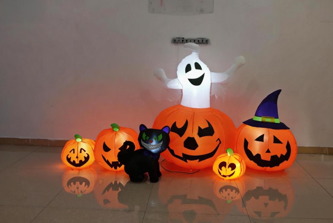 Yexmas Halloween Inflatables,Blow up Outdoor Decoration, Inflatable Ghost with Pumpkin Led Light Inflatables, Blow up Inflatables for Holiday Party Lawn Yard Garden Decor