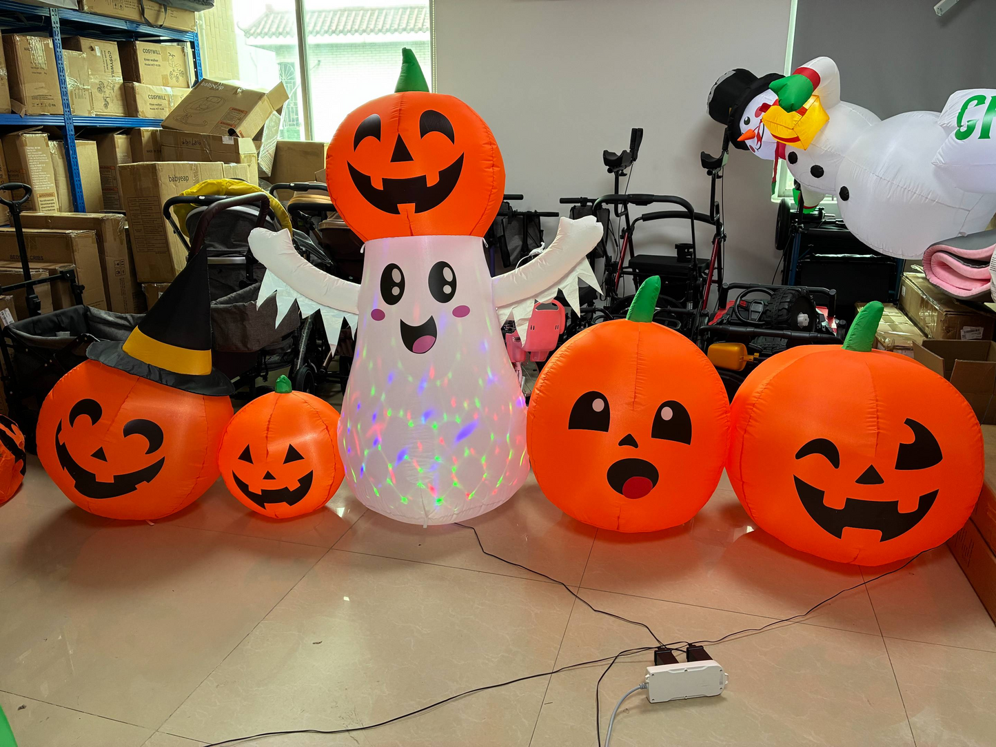 Yexmas Halloween Inflatables,Blow up Outdoor Decoration, Built-in Led Light Inflatable Ghost with Pumpkin,Outdoor Decor Blow up Inflatables for Holiday Party Lawn Yard Garden Décor