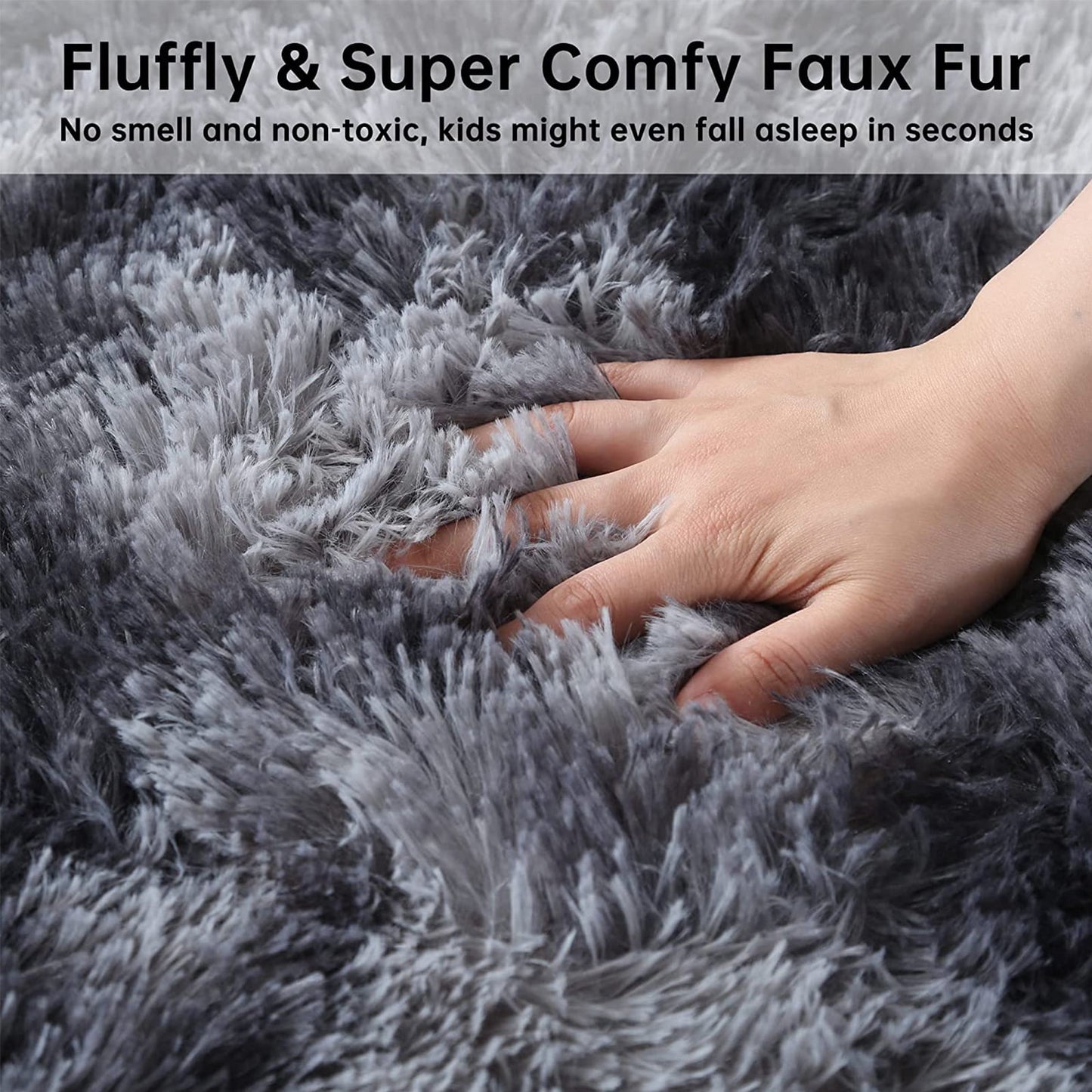 CozyDesg 5ft x 8ft Area Rugs, Soft Fluffy Area Rugs Floor Mat Floor Rugs for Living Room Bedroom Modern Decor Carpet, Dark Gray