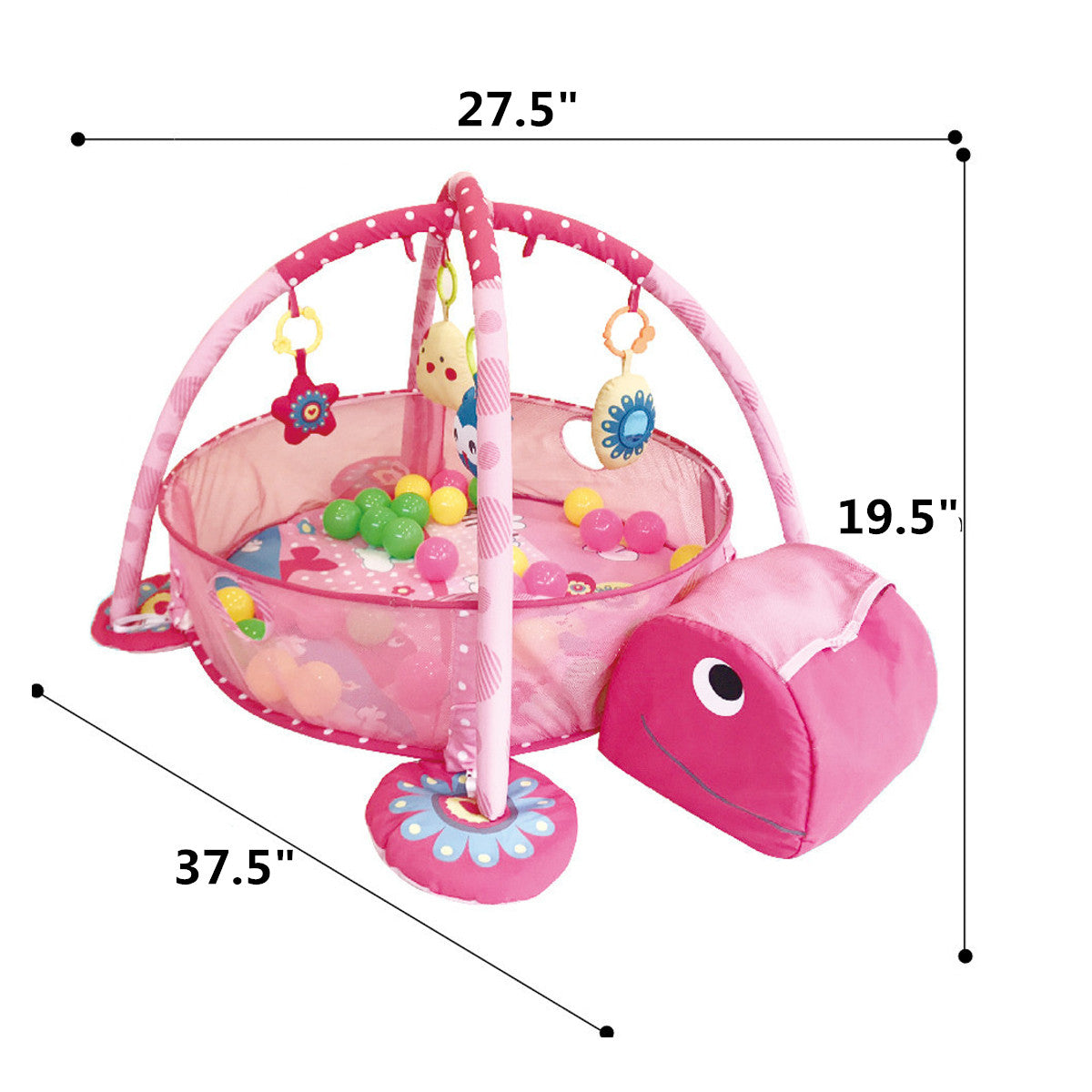 Babyeap 3 in 1 Baby Gym Play Mat Baby Activity with Ocean Ball,Green Turtle