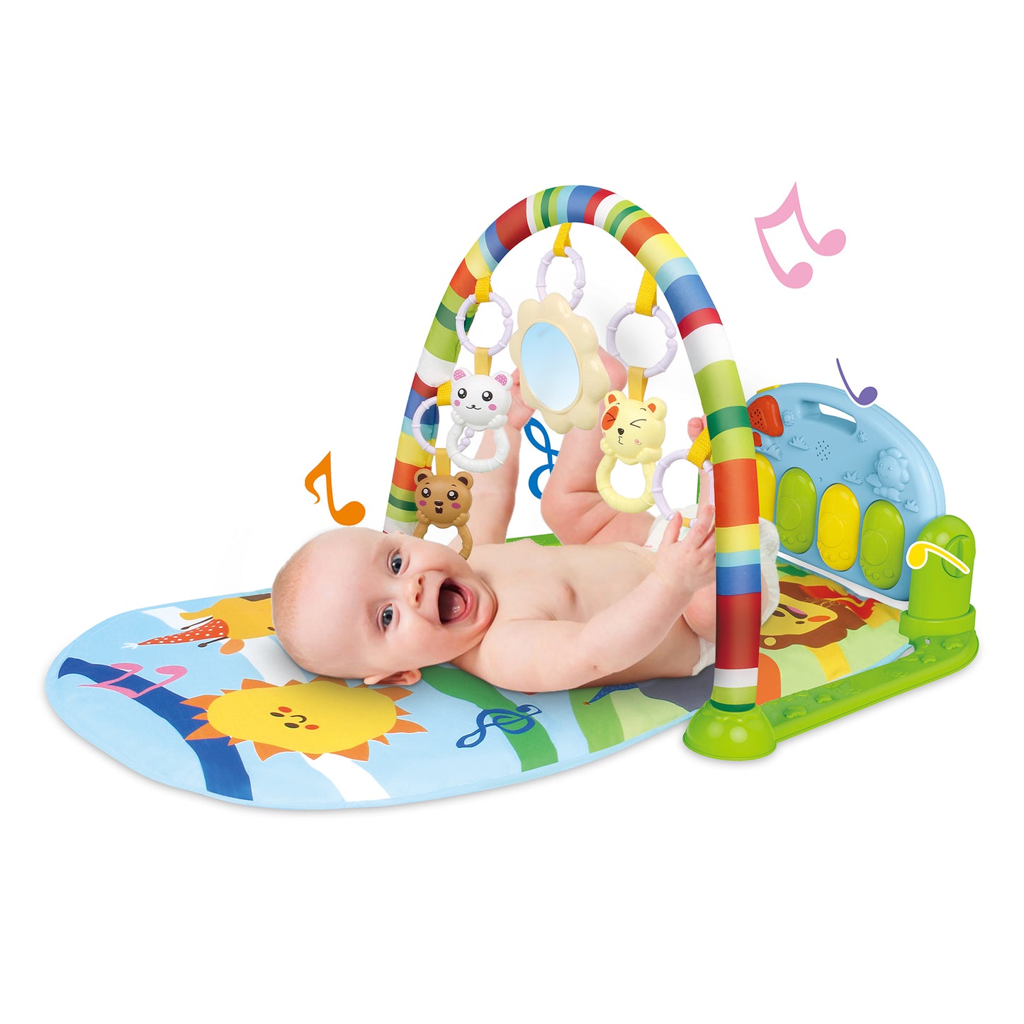 Babyeap 3 in 1 Foldable Baby Kid Play Gym Mat, Kick and Play Piano Play Gym ,Musical Activity Fitness Gym for 0-3 Year Boys and Girls Tummy Time