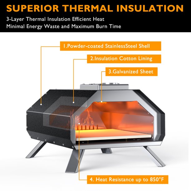 Pizza Oven Outdoor 13" Wood Fired Pizza Ovens Portable Stainless Steel Pizza Grill for Outside Backyard Camping Picnics Pizza Grill,Father's Day Gift
