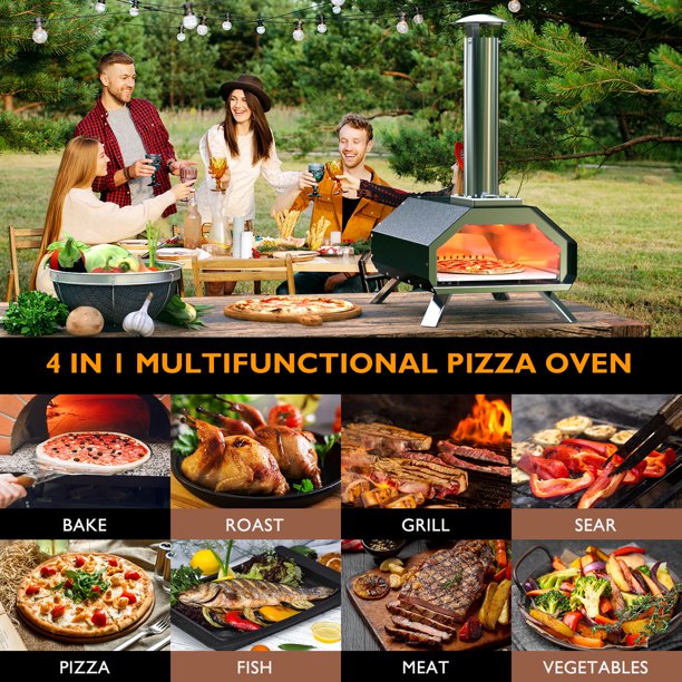 Pizza Oven Outdoor 13" Wood Fired Pizza Ovens Portable Stainless Steel Pizza Grill for Outside Backyard Camping Picnics Pizza Grill,Father's Day Gift