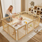 Babyeap Foldable Wooden Baby Playpen,Large Wood Play Yard for Babies and Toddlers, Baby Fence for Indoor Activity Center,71x47x23.6 Inch