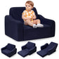 Babyeap 3-in-1 Kids Sofa,Toddler Sofa Bed Fold Out,Comfy Kids Couch,Convertible Baby Chair for Girls and Boys,Dark Blue
