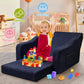 Babyeap 3-in-1 Kids Sofa,Toddler Sofa Bed Fold Out,Comfy Kids Couch,Convertible Baby Chair for Girls and Boys,Dark Blue