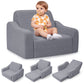 Babyeap 3-in-1 Kids Sofa,Toddler Sofa Bed Fold Out,Comfy Kids Couch,Convertible Baby Chair for Girls and Boys,Light Gray