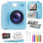Yexmas Kids Instant Print Toys Camera, 1080P HD Digital Camera with 32GB SD Card, Thermal Print Toy Camera for Boys & Girls, Pink