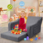 Babyeap 3-in-1 Kids Sofa,Toddler Sofa Bed Fold Out,Comfy Kids Couch,Convertible Baby Chair for Girls and Boys,Deep Gray