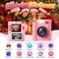 Yexmas Kids Instant Print Toys Camera, 1080P HD Digital Camera with 32GB SD Card, Thermal Print Toy Camera for Boys & Girls, Pink
