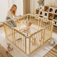 Babyeap Foldable Wooden Baby Playpen,Large Wood Play Yard for Babies and Toddlers, Baby Fence for Indoor Activity Center,47x47x23.6 Inch