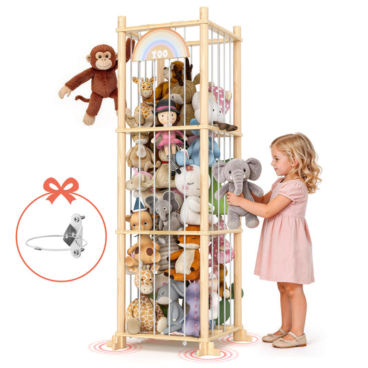 Babyeap Wooden Stuffed Animal Storage,Large Stuffed Animal Holder,Natural PineWood Toy Storage,Plushies Storage for Kidroom,Playroom,Bedrooms & Toddler Room